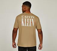 Calvin Klein Jeans Serif Font Graphic T-Shirt - Beige - Size S
