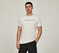 Tommy Jeans Regular Linear Logo T-Shirt - Beige - Size XS