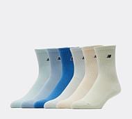 New Balance Junior 6 Pack Patch Crew Sock - Multi - Size 12-1.5