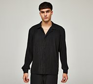 Belier Pleated Long Sleeve Shirt - Black - Size M
