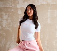 Ds Vu Womens Applique Baby T-Shirt - White - Size L