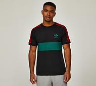 adidas Originals 3 Stripe Panel T-Shirt - Black - Size S