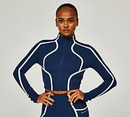 Monterrain Womens Mantra Crop Long Sleeved Zip Top - Blue - Size XS