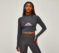 Monterrain Womens Glide Crop Quarter Zip Long Sleeve T-Shirt - Grey - Size XS