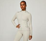 Monterrain Womens Altitude 2.0 Full Zip Track Hooded Jacket - Beige - Size XS