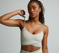 Monterrain Womens Asana Strappy Cropped Top - Beige - Size XS