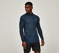 Monterrain Influx Seamless Quarter Zip Long Sleeve T-Shirt - Blue - Size S