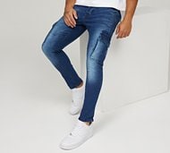 Brave Soul Skinny Fit Cargo Jean - Blue - Size 30/34