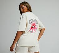 adidas Originals Womens Summer Glow Flower Graphic T-Shirt - White - Size M