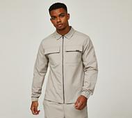 Closure London Woven Ripstop Cargo Overshirt - Stone - Size XS
