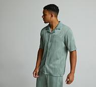 Celebre Wavy Plisse Resort Shirt - Green - Size XS