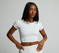 Forena Womens SLB Ruched Baby T-Shirt - White - Size XS