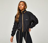 twenty8 Womens Ruched Light Jacket - Black - Size XS