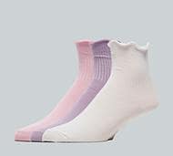 Forena Womens 3 Pack Lettuce Hem Ankle Sock - Beige - Size 2-5