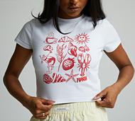 Forena Womens Shelly Baby T-Shirt - White - Size XS