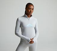 Monterrain Womens Glide Crop Quarter Zip Long Sleeve T-Shirt - White - Size XS