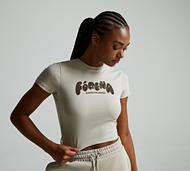 Forena Womens Designed For Comfort Tight Slim T-Shirt - Beige - Size XS